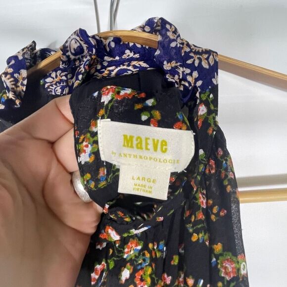 Maeve Anthropologie Multicolor Halter Paisley Patchwork Katrina Maxi Dress Large - Picture 5 of 10